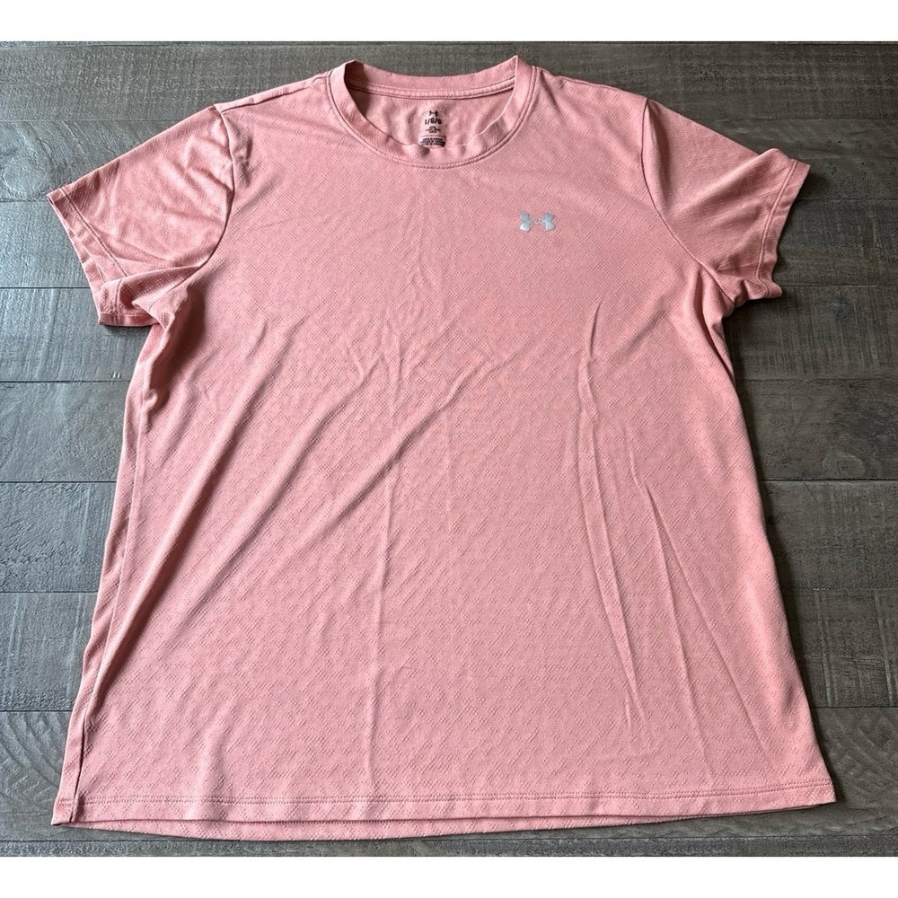 Under Armour Women's Peach Short Sleeve Loose Athletic Tee Size Large
